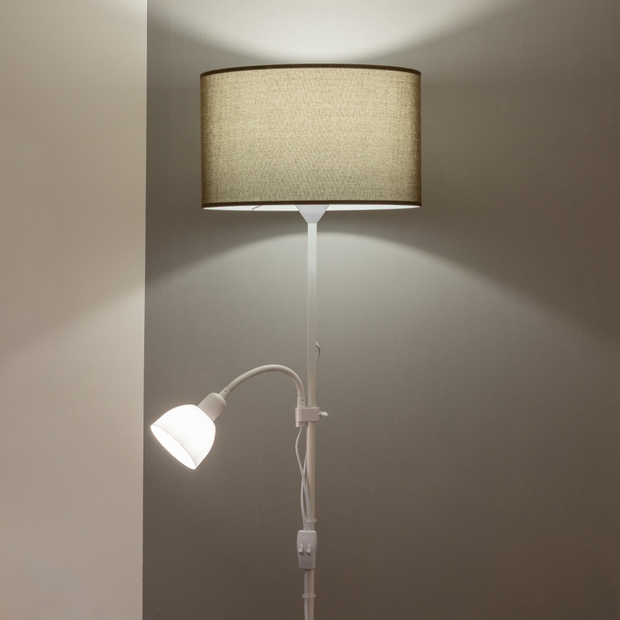 Brilagi - Stehleuchte CERIA 1xE27/100W/230V + 1xE14/25W weiß/braun
