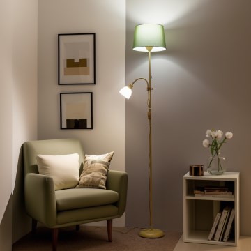 Brilagi - Stehleuchte CERIA 2-in-1 1xE27/100W/230V + 1xE14/25W gold/grün