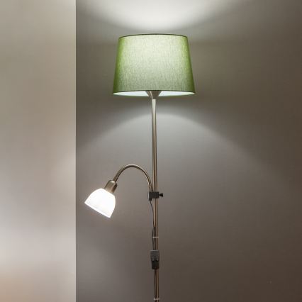 Brilagi - Stehleuchte CERIA 2-in-1 1xE27/100W/230V + 1xE14/25W mattchrom/grün