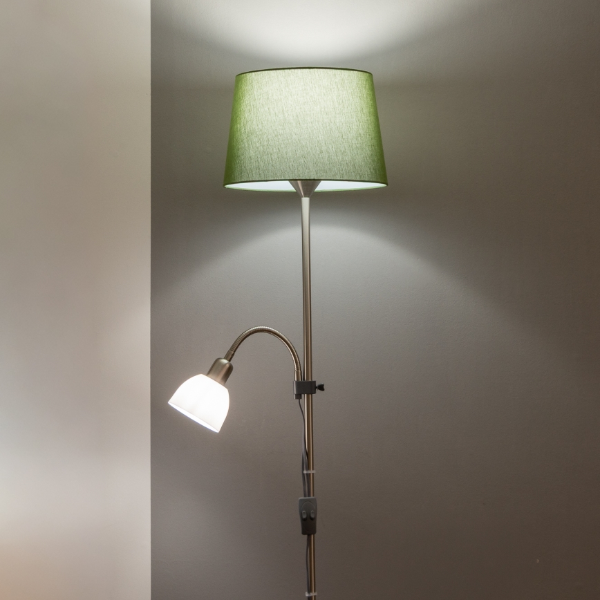 Brilagi - Stehleuchte CERIA 2-in-1 1xE27/100W/230V + 1xE14/25W mattchrom/grün