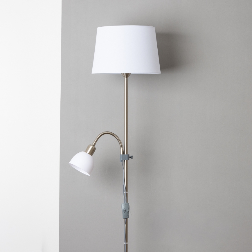 Brilagi - Stehleuchte CERIA 2-in-1 1xE27/100W/230V + 1xE14/25W mattchrom/weiß