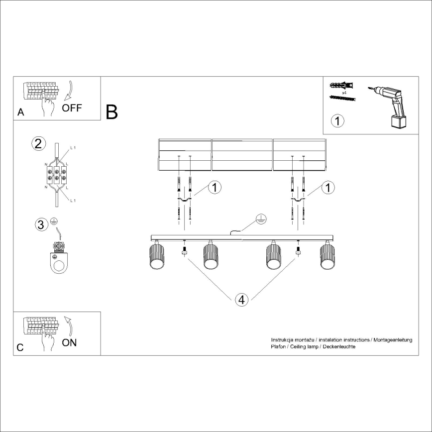 Brilagi - Strahler CRESTO 4xGU10/10W/230V golden
