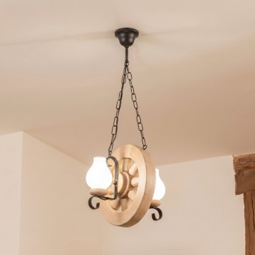 Brilagi - Suspension à chaîne ROATA 2xE14/40W/230V chêne