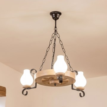 Brilagi - Suspension à chaîne ROATA 3xE14/40W/230V chêne
