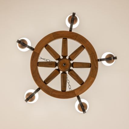 Brilagi - Suspension à chaîne ROATA 5xE14/40W/230V Ø 70 cm hêtre