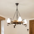 Brilagi - Suspension à chaîne TIMONA 4xE14/40W/230V, Ø 50 cm, hêtre