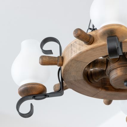 Brilagi - Suspension à chaîne TIMONA 4xE14/40W/230V, Ø 50 cm, hêtre