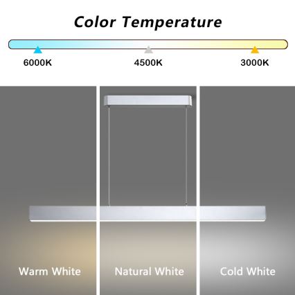 Brilagi - Suspension filaire à intensité variable SLEEKLINE SMART LED/40W/230V 3000-6000K Wi-Fi Tuya argent + télécommande