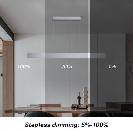 Brilagi - Suspension filaire à intensité variable SLEEKLINE SMART LED/40W/230V 3000-6000K Wi-Fi Tuya argent + télécommande