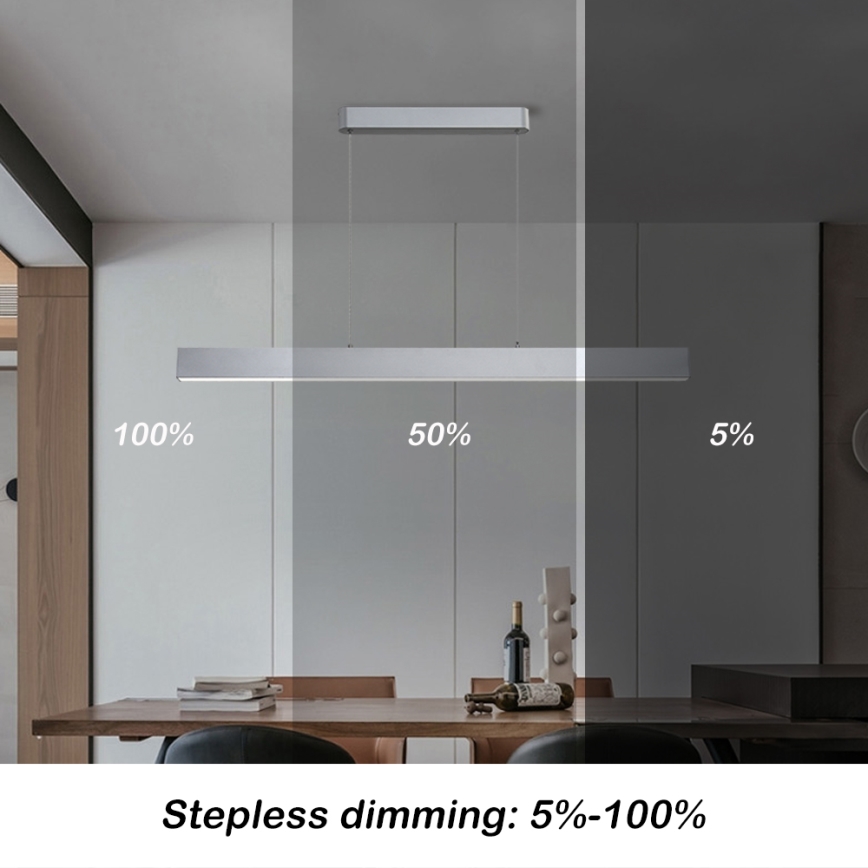 Brilagi - Suspension filaire à intensité variable SLEEKLINE SMART LED/40W/230V 3000-6000K Wi-Fi Tuya argent + télécommande