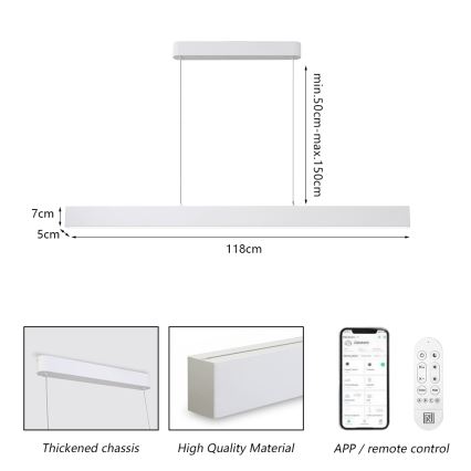 Brilagi - Suspension filaire à intensité variable SLEEKLINE SMART LED/40W/230V 3000-6000K Wi-Fi Tuya blanc + télécommande