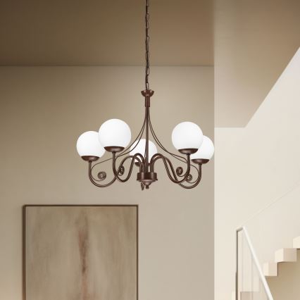 Brilagi - Suspension chaîne COTTAGE 5xG9/40W/230V marron/blanc