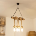 BRILAGI - Suspension chaîne KOS 4xE27/60W/230V hêtre