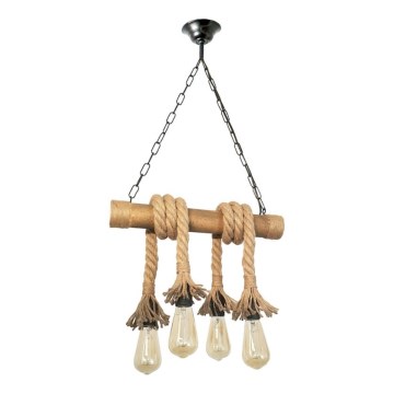 Brilagi - Suspension chaîne KOS 4xE27/60W/230V hêtre