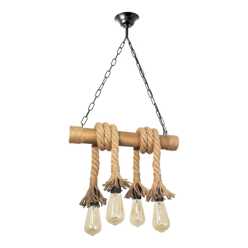 Brilagi - Suspension chaîne KOS 4xE27/60W/230V hêtre