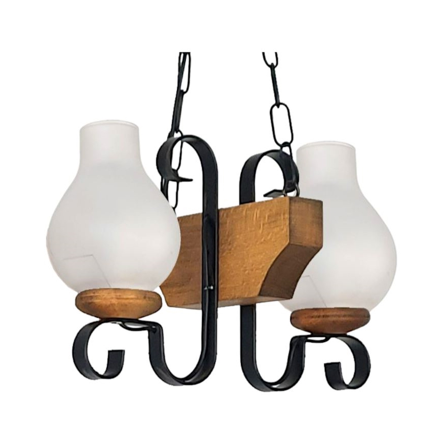 Brilagi - Suspension chaîne QUEEN 2xE14/40W/230V hêtre