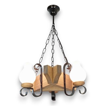 Brilagi - Suspension chaîne QUEEN 3xE14/40W/230V hêtre