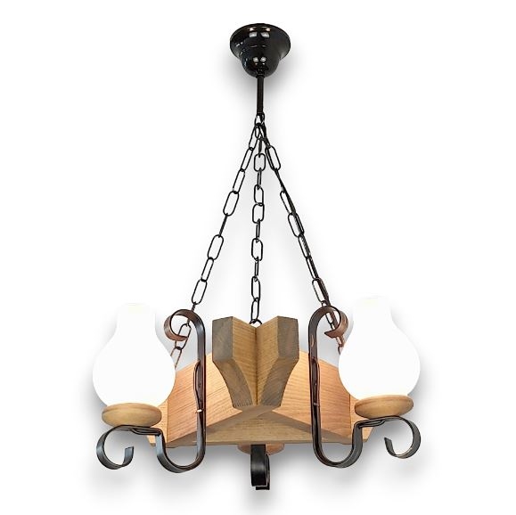 Brilagi - Suspension chaîne QUEEN 3xE14/40W/230V hêtre