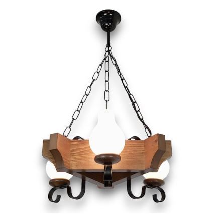 Brilagi - Suspension chaîne QUEEN 3xE14/40W/230V hêtre/noyer