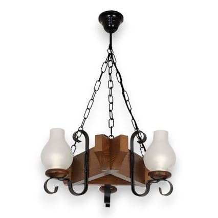 Brilagi - Suspension chaîne QUEEN 3xE14/40W/230V hêtre/noyer