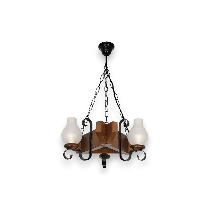 Brilagi - Suspension chaîne QUEEN 3xE14/40W/230V hêtre/noyer