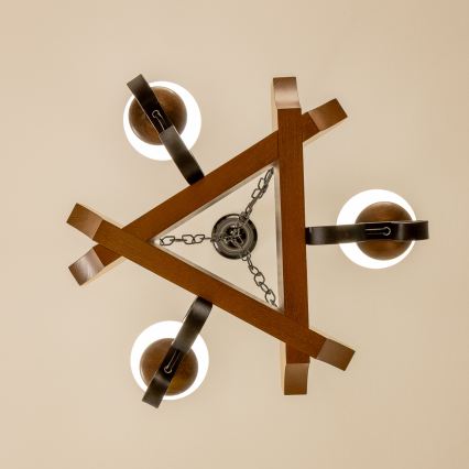 Brilagi - Suspension chaîne QUEEN 3xE14/40W/230V hêtre/noyer