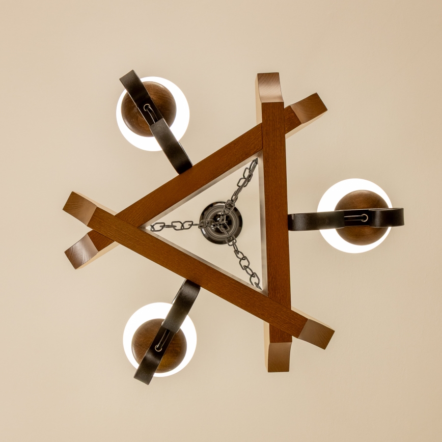 Brilagi - Suspension chaîne QUEEN 3xE14/40W/230V hêtre/noyer