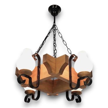 Brilagi - Suspension chaîne QUEEN 4xE14/40W/230V hêtre