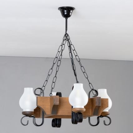 Brilagi - Suspension chaîne QUEEN 4xE14/40W/230V hêtre