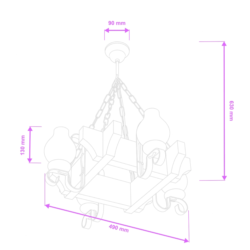 Brilagi - Suspension chaîne QUEEN 4xE14/40W/230V hêtre