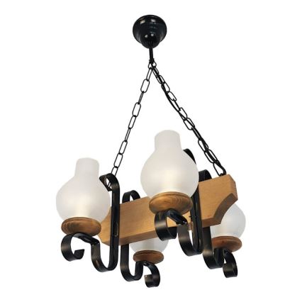 Brilagi - Suspension chaîne QUEEN 4xE14/40W/230V hêtre