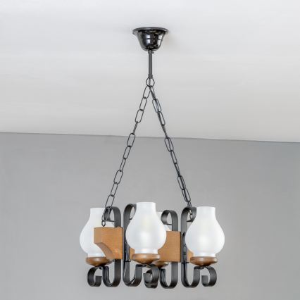 Brilagi - Suspension chaîne QUEEN 4xE14/40W/230V hêtre/noyer