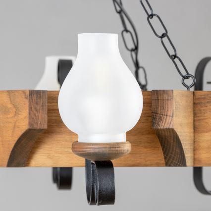 Brilagi - Suspension chaîne QUEEN 6xE14/40W/230V hêtre