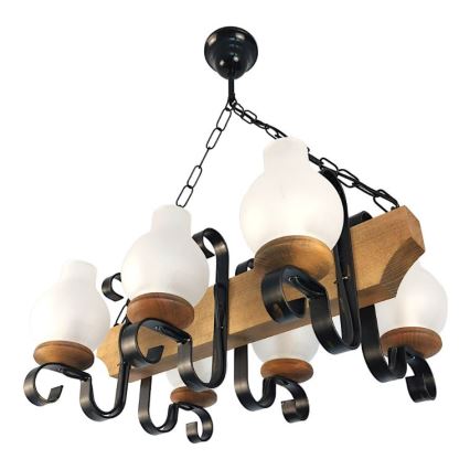 Brilagi - Suspension chaîne QUEEN 6xE14/40W/230V hêtre