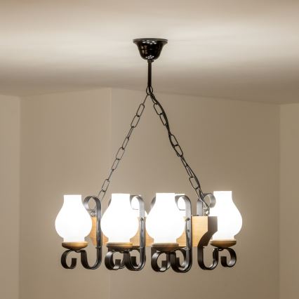 Brilagi - Suspension chaîne QUEEN 6xE14/40W/230V hêtre