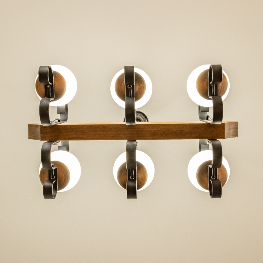 Brilagi - Suspension chaîne QUEEN 6xE14/40W/230V hêtre