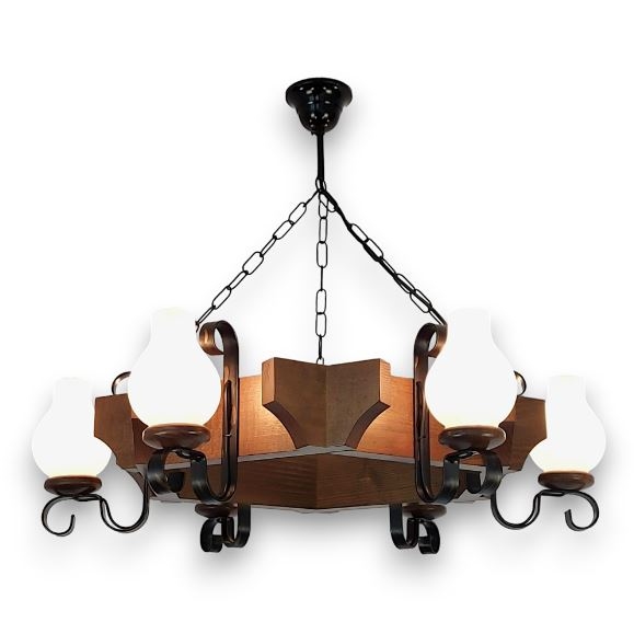 Brilagi - Suspension chaîne QUEEN 6xE14/40W/230V hêtre/noyer