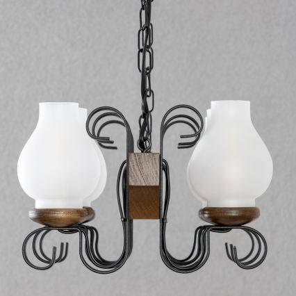 Brilagi - Suspension chaîne QUEEN 6xE14/40W/230V hêtre/noyer