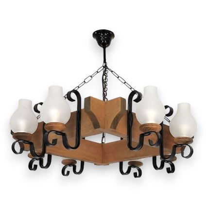 Brilagi - Suspension chaîne QUEEN 8xE14/40W/230V hêtre