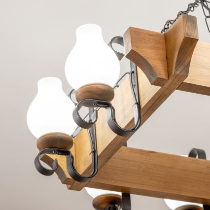 Brilagi - Suspension chaîne QUEEN 8xE14/40W/230V hêtre