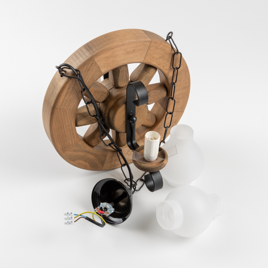 Brilagi - Suspension chaîne ROATA 2xE14/40W/230V hêtre