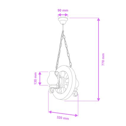 Brilagi - Suspension chaîne ROATA 2xE14/40W/230V hêtre