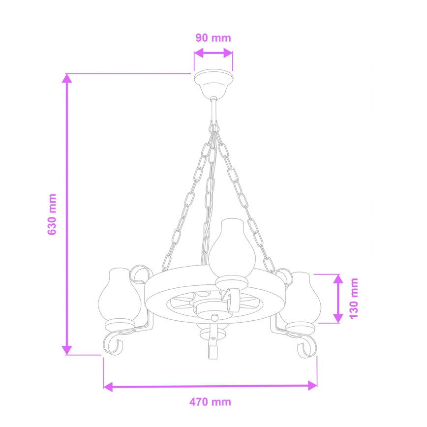 Brilagi - Suspension chaîne ROATA 3xE14/40W/230V hêtre/noyer