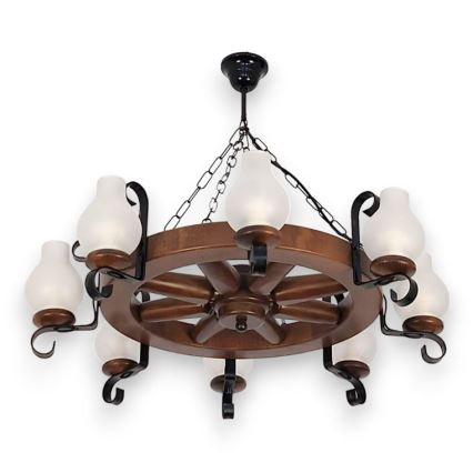 Brilagi - Suspension chaîne ROATA 8xE14/40W/230V hêtre/noyer