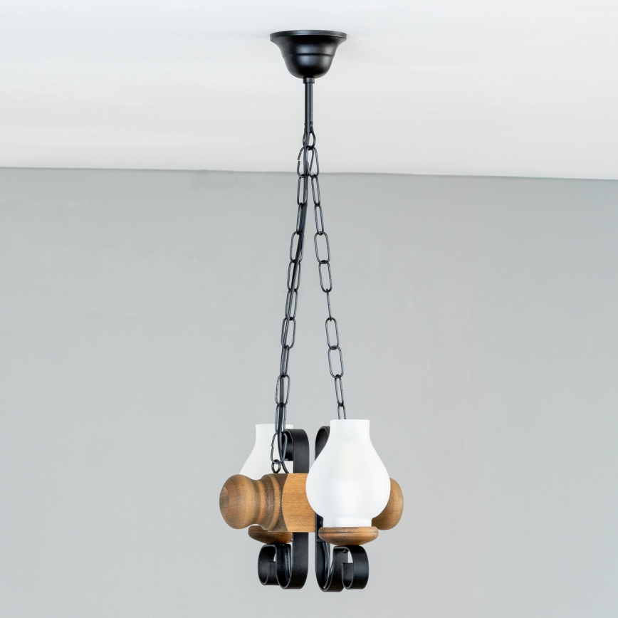 Brilagi - Suspension chaîne RUSTIC 2xE14/40W/230V hêtre