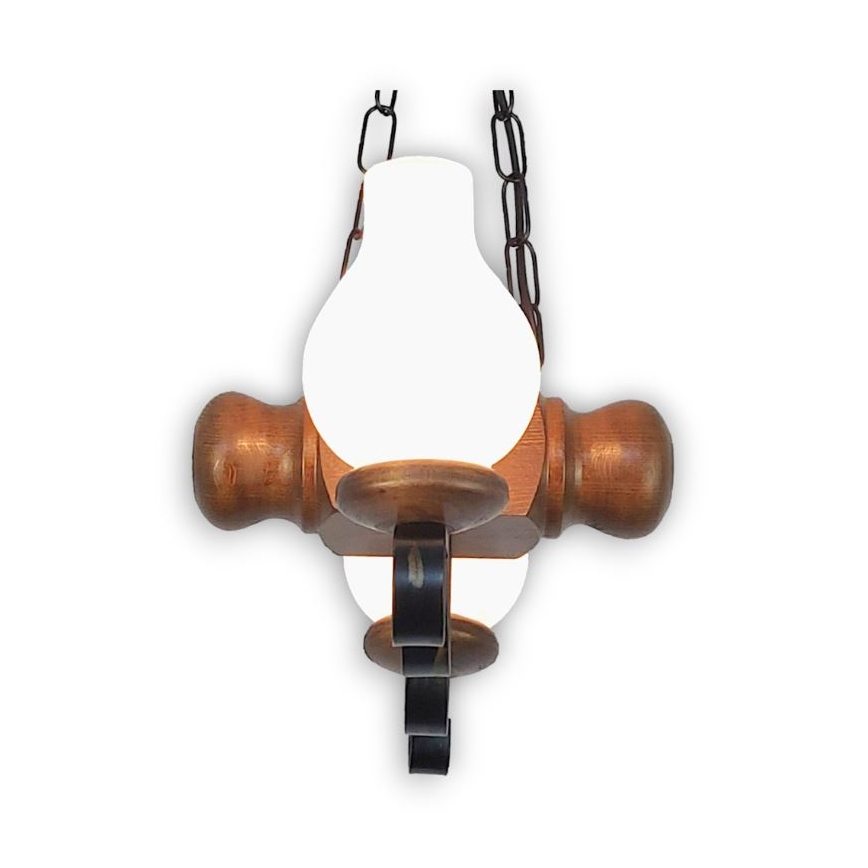 Brilagi - Suspension chaîne RUSTIC 2xE14/40W/230V hêtre/noyer