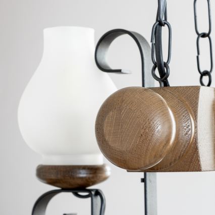 Brilagi - Suspension chaîne RUSTIC 2xE14/40W/230V hêtre/noyer