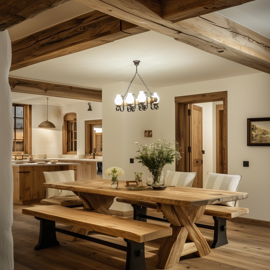 Brilagi - Suspension chaîne RUSTIC 6xE14/40W/230V hêtre/noyer