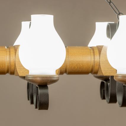 Brilagi - Suspension chaîne RUSTIC 6xE14/40W/230V hêtre/noyer
