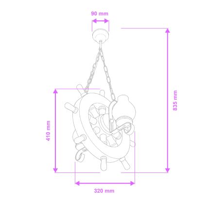 Brilagi - Suspension chaîne TIMONA 2xE14/40W/230V hêtre